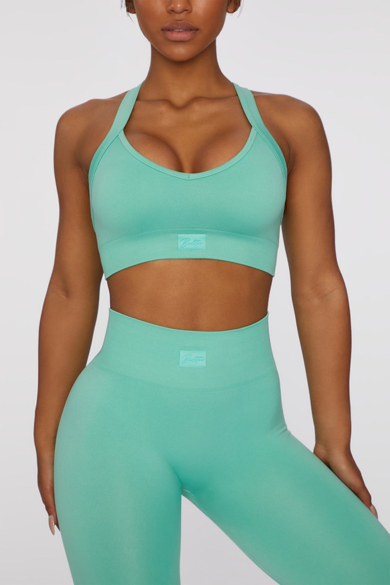 Bo+Tee Purpose Cross Back Sports Bra Turquesa | GQWE86534