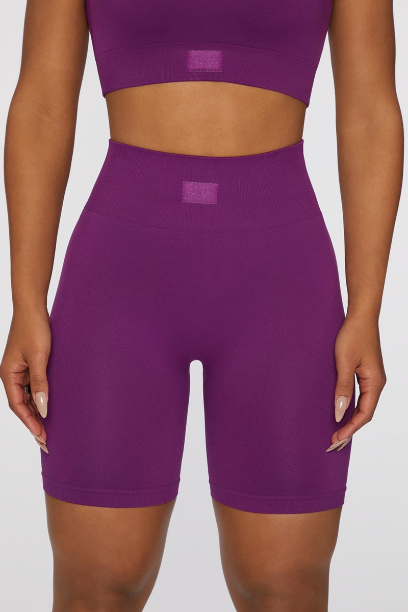 Bo+Tee Push Yourself Seamless High Waisted Ciclismo Shorts Moradas Oscuro | BNDZ10963