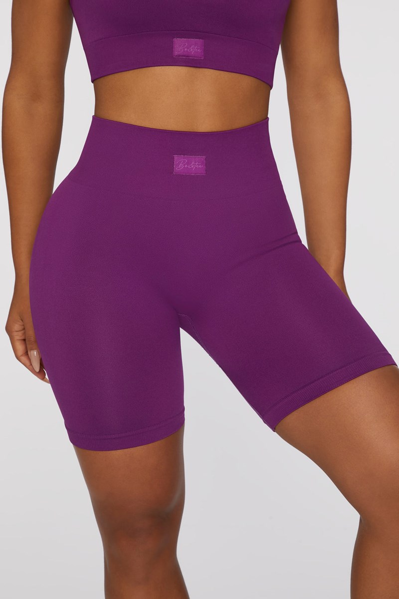 Bo+Tee Push Yourself Seamless High Waisted Ciclismo Shorts Moradas Oscuro | BNDZ10963