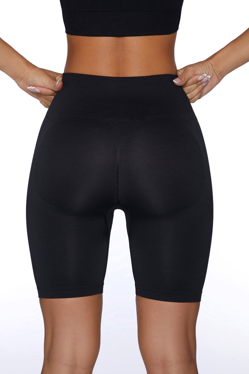 Bo+Tee Push Yourself Seamless High Waisted Ciclismo Shorts Negras | GIWZ56843