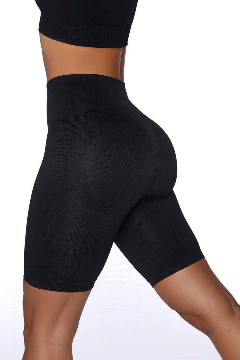 Bo+Tee Push Yourself Seamless High Waisted Ciclismo Shorts Negras | GIWZ56843