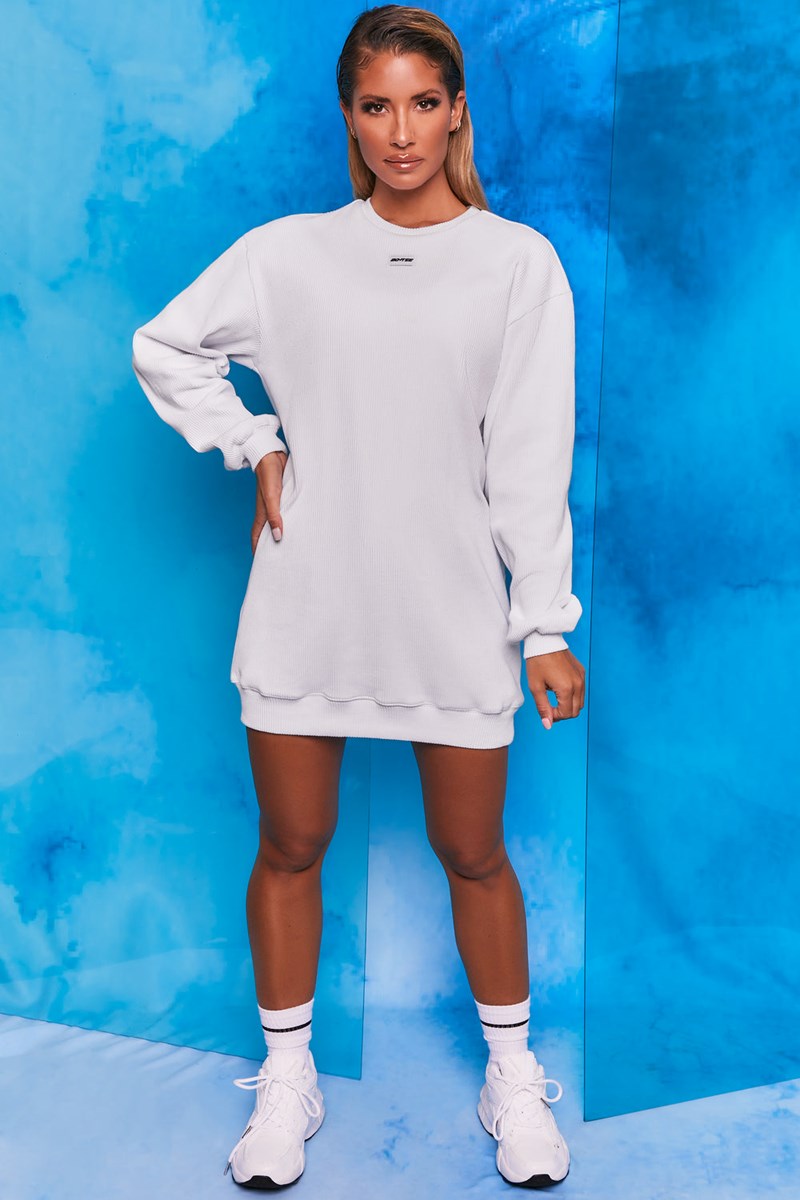 Bo+Tee Recover Acanalado Longline Sweatshirt Blancas | ALBQ36257