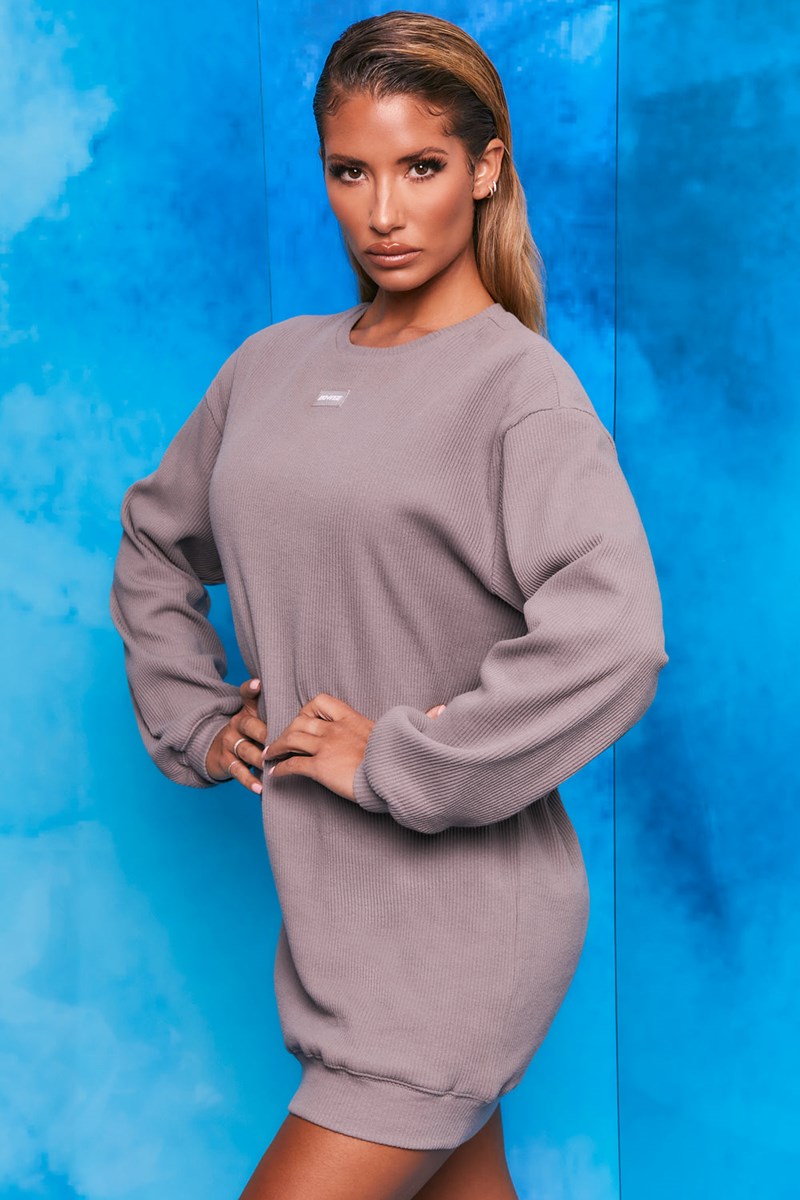 Bo+Tee Recover Acanalado Longline Sweatshirt Gris Oscuro | LEQT79423