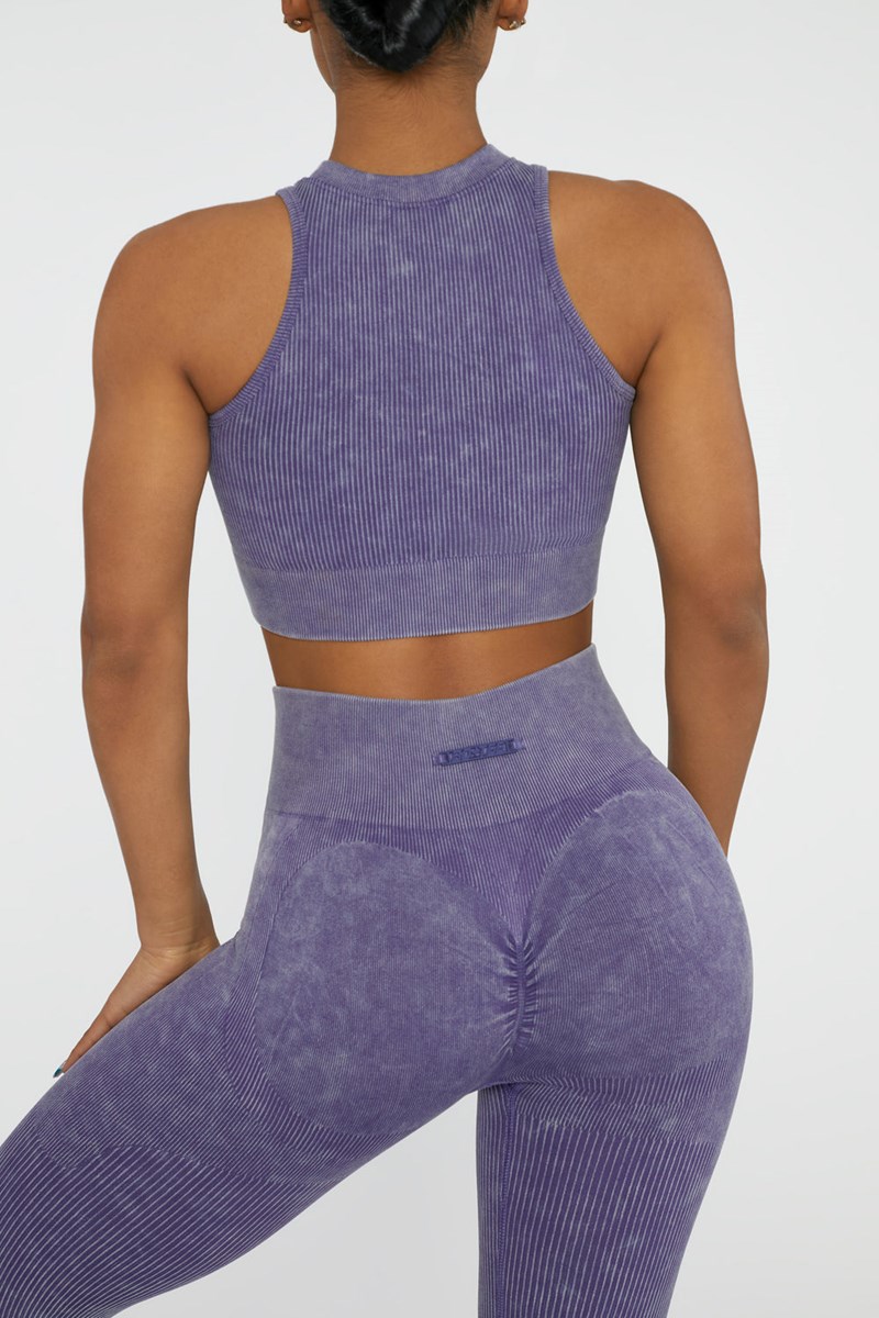 Bo+Tee Relay Keyhole Zip Crop Top Violet | YRBL39056