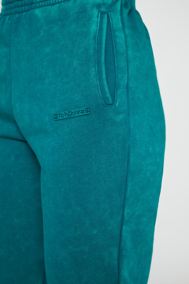 Bo+Tee Renew Full Length Cuffed Joggers Teal | RTIM85917