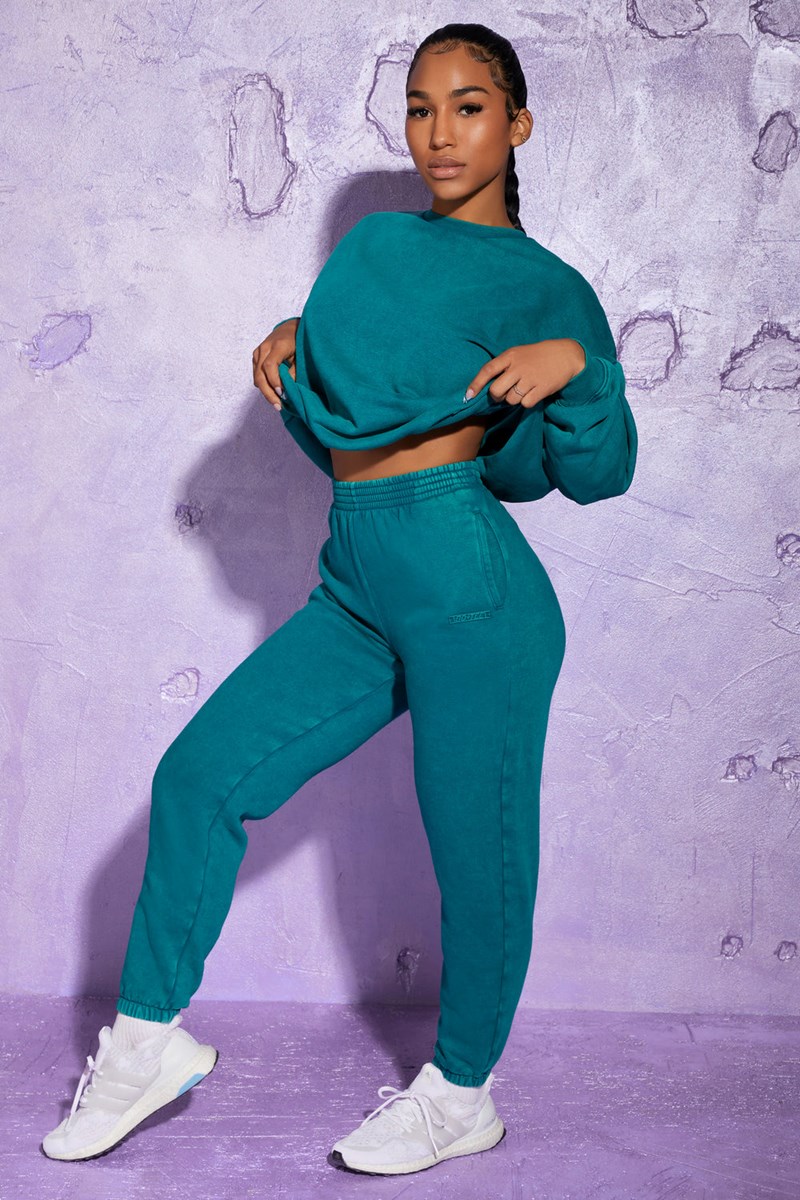 Bo+Tee Renew Full Length Cuffed Joggers Teal | RTIM85917