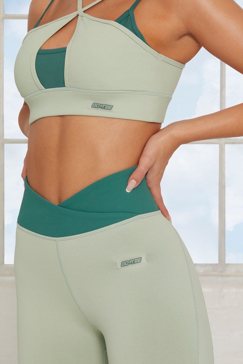 Bo+Tee Revive Petite Wrap V Cintura Leggings Green Bo+Tee | VQEO84105