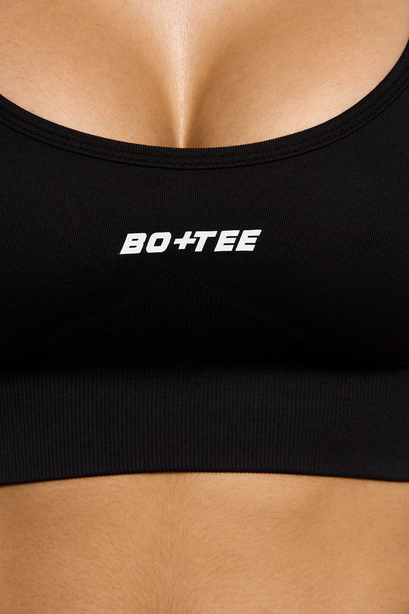 Bo+Tee Streamline Seamless Supportive Sports Bra Negras | CVNJ97341