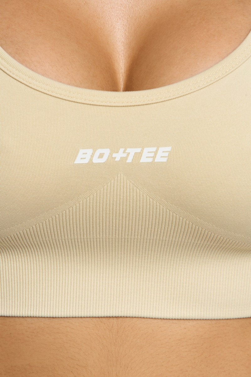 Bo+Tee Streamline Seamless Supportive Sports Bra Beige | JPKE52160