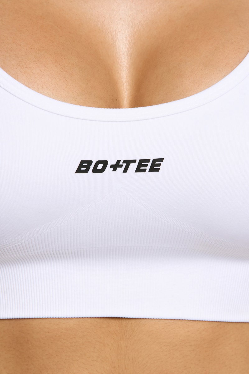 Bo+Tee Streamline Seamless Supportive Sports Bra Blancas | RBCK51784