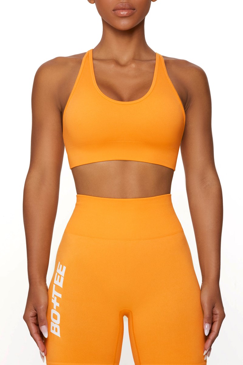 Bo+Tee Strength Seamless Plunge Neck Sports Bra Naranjas | TMRZ08694