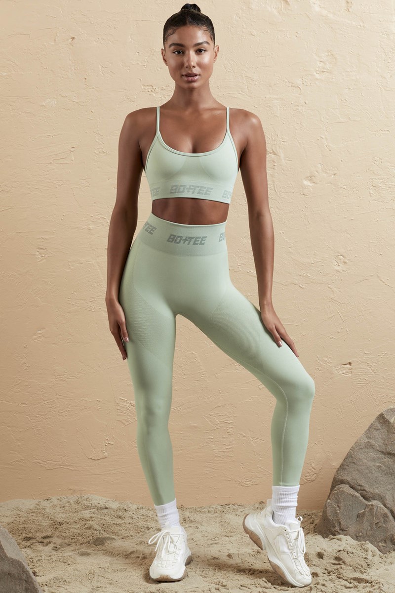 Bo+Tee Stronger Petite Seamless High Cintura Leggings Sage | TFNM64125