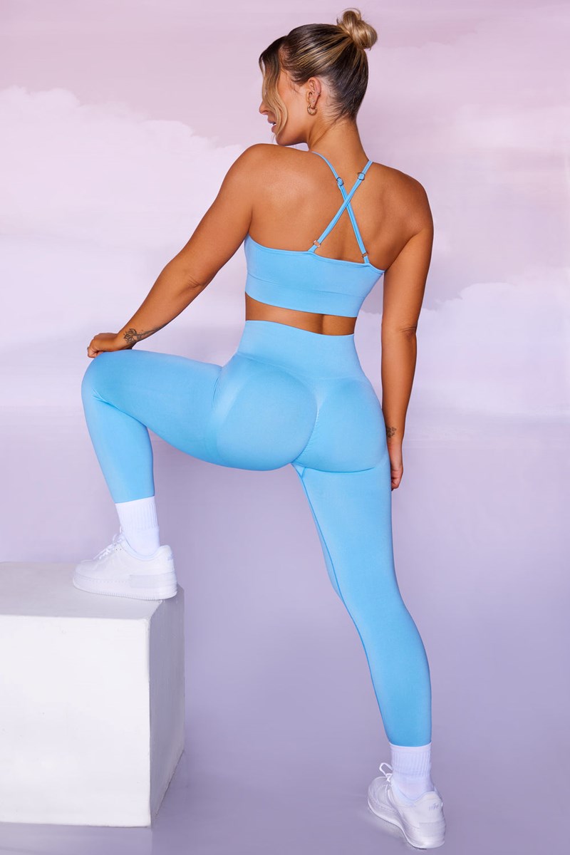 Bo+Tee Superset Petite Curved Cintura Seamless Leggings Azules | KCWA56938