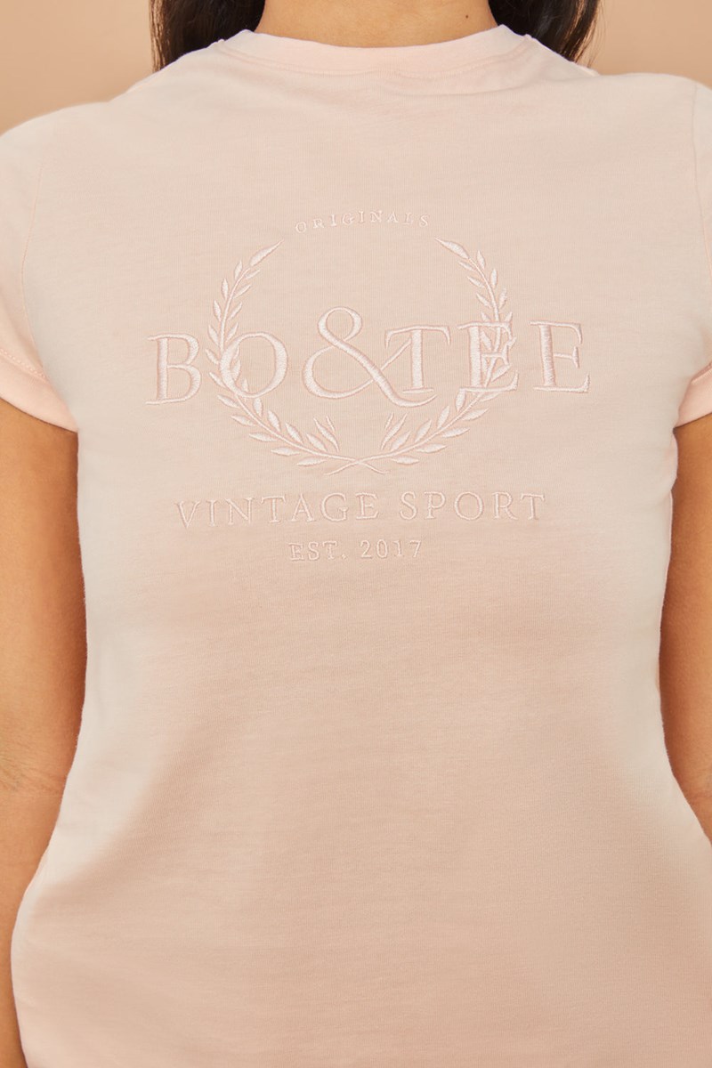 Bo+Tee Team Deporte Embroidered T-Shirt Blush | PUZI95827