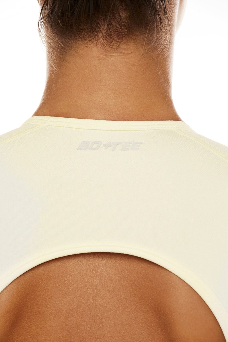 Bo+Tee Tenacity Seamless Backless Crop Top Ivory | MSWE12536