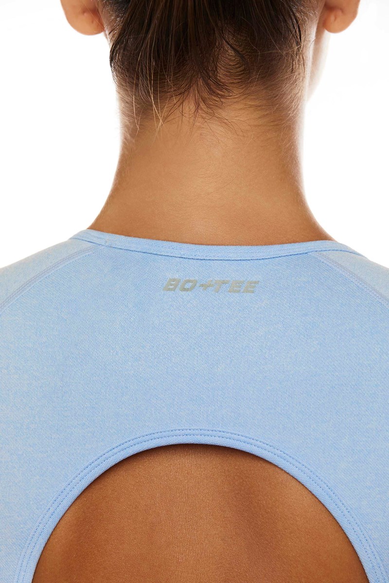 Bo+Tee Tenacity Seamless Backless Crop Top Azules | ZDIS86351