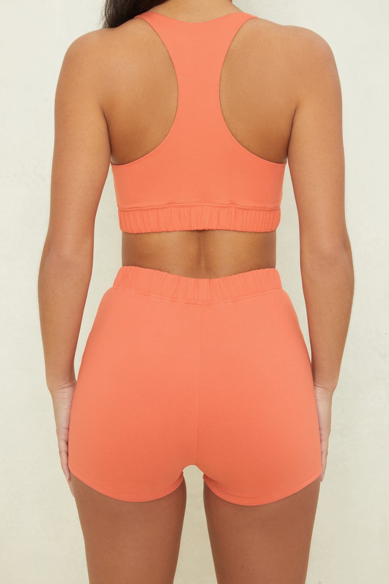 Bo+Tee Viento Down High Waisted Mini Shorts Terracotta | BPMT52680